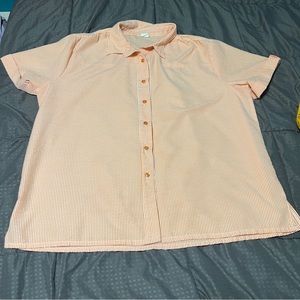 bocabay Polyester button down shirt Peach White Striped size xx 2x